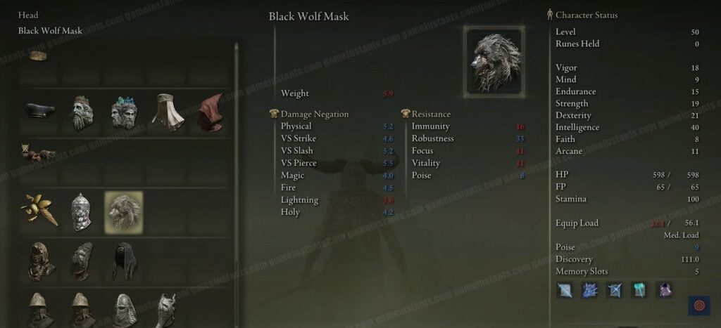 Black Wolf Mask Elden Ring