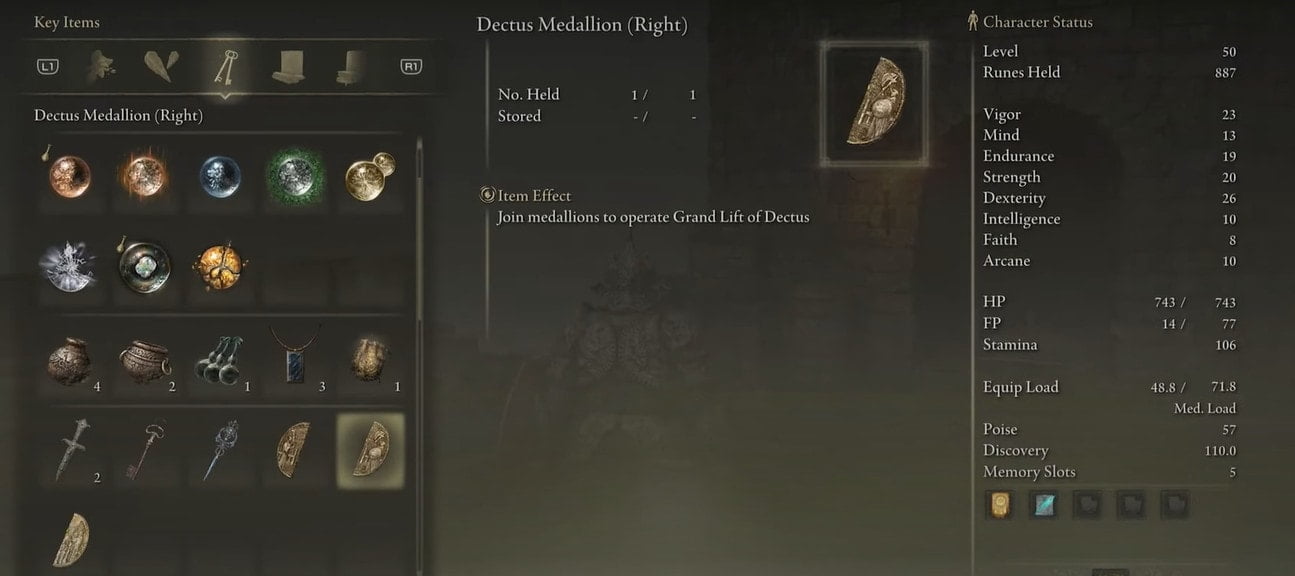 Elden Ring Grand Lift Of Dectus Two Halves Locations Guide   Dectus Medallion Right 