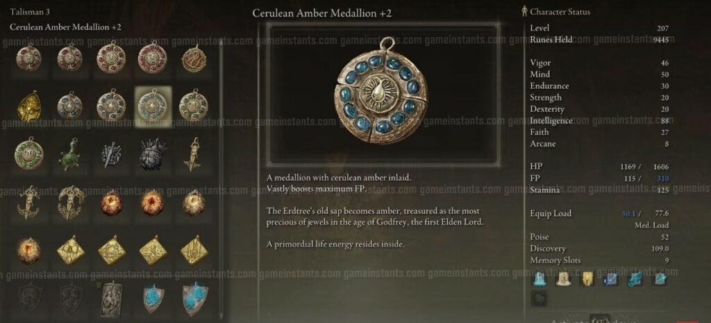 Cerulean Amber Medallion +2