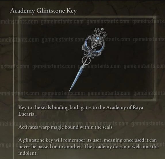 how to get glintstone academy key 