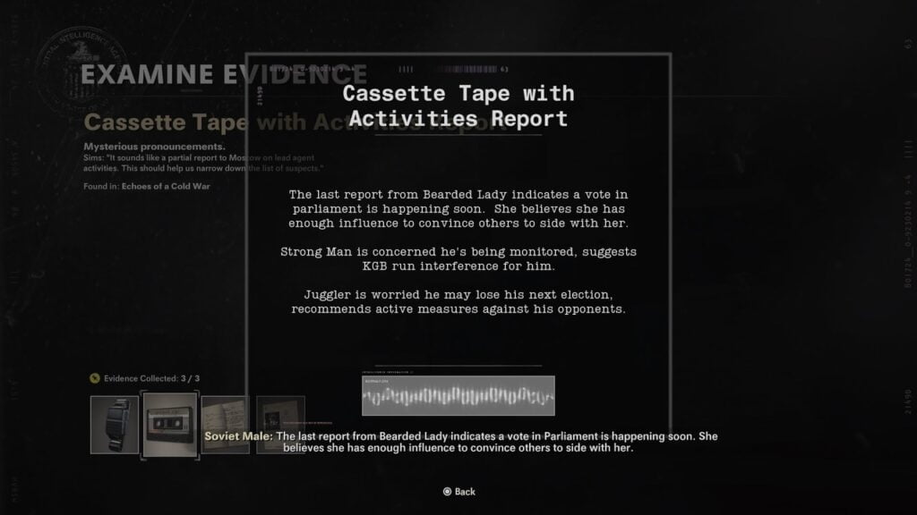Cassette Tape with Activities Report Echoes of a Cold War