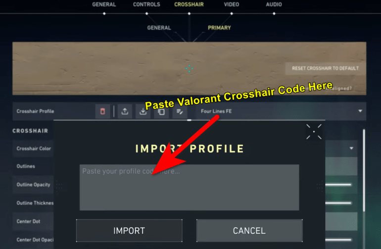 best valorant crosshair import code