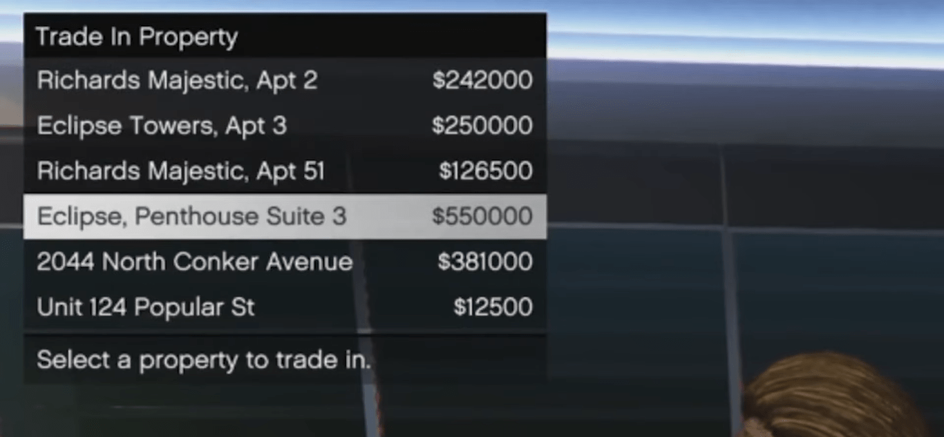 if i trade my aprtment for a cheaper ptoperty on gta 5 online do i get the difference in cash