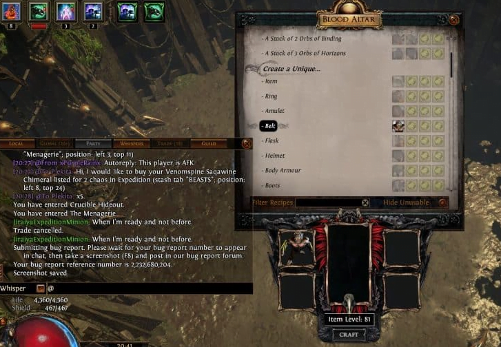 how to use blood altar path of exile