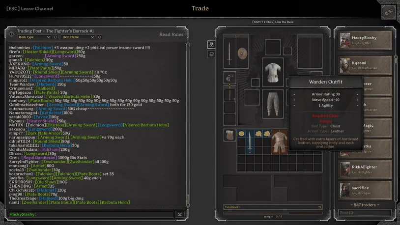 sell items in dark and darker